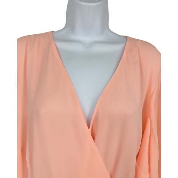 Torrid Pink Georgette Wrap Tunic Blouse High Low Hem Size 1X - Picture 3 of 11